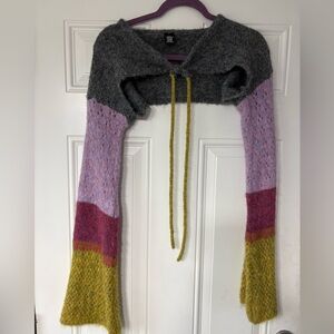 Knit sleeves with tie front